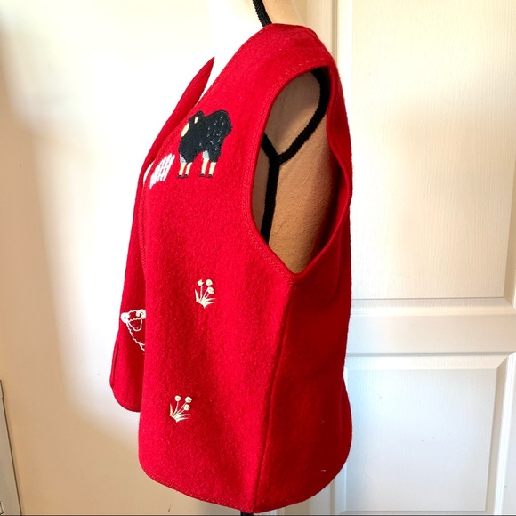 LISA INTERNATIONAL Boiled Wool Sheep Vest—SZ. LG - Picture 5 of 14